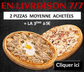 2 PIZZAS MOYENNE ACHETEES = LA 3 EME A 5 EURO